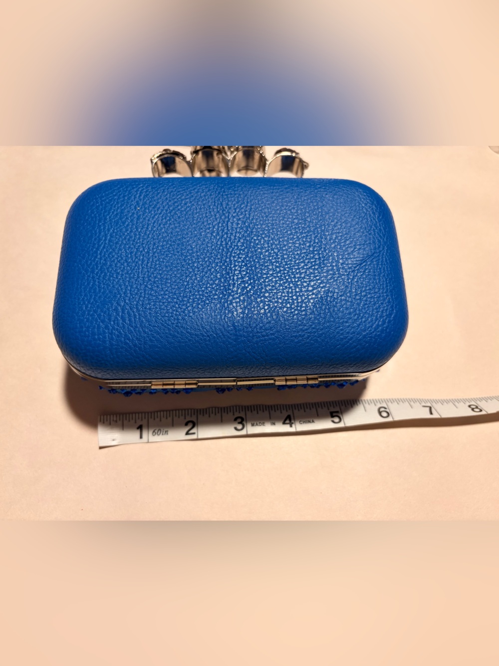 Bold Blue Jeweled Knuckle Clutch - Picture 2 of 9